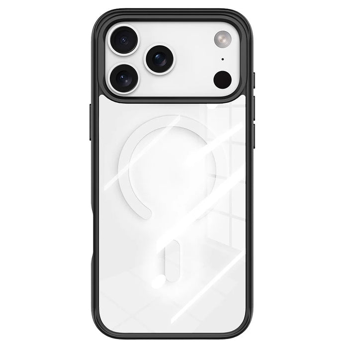 For iPhone 17 Pro Magnetic Case TPU PC Phone Cover with Detachable Bright Flower Pattern Backplate - Black - 2
