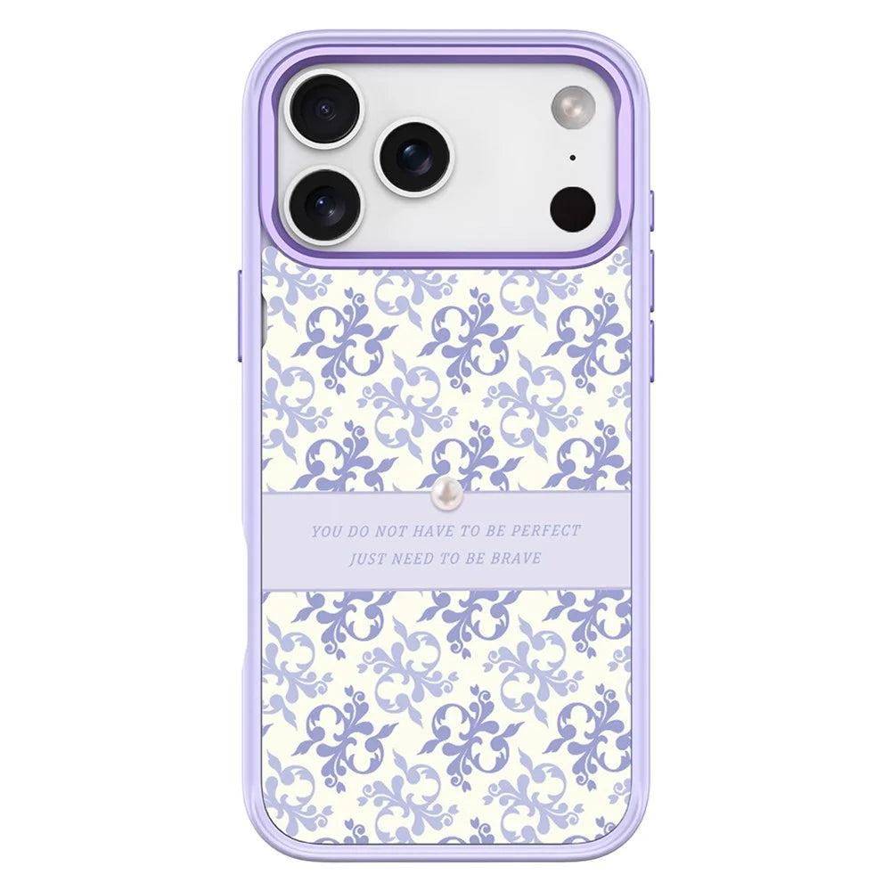 For iPhone 17 Pro Max Magnetic Case TPU PC Phone Cover with Detachable Light Purple Flower Pattern Backplate - Purple - 1