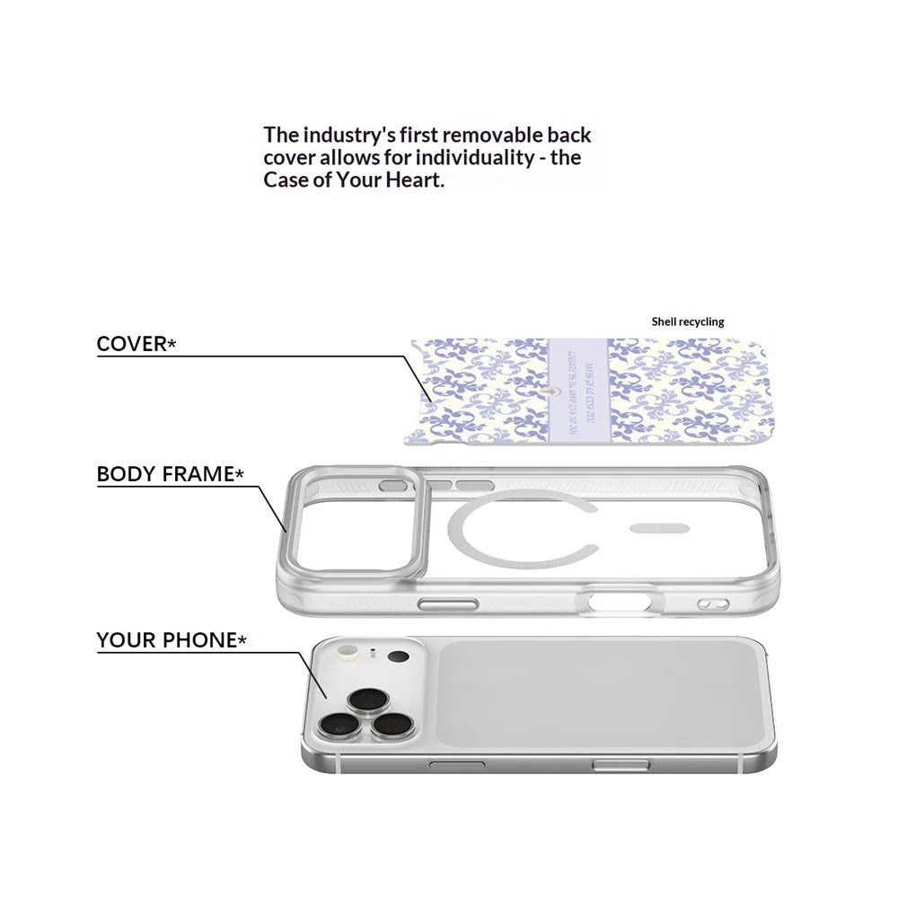 For iPhone 17 Pro Max Magnetic Case TPU PC Phone Cover with Detachable Light Purple Flower Pattern Backplate - Purple - 4