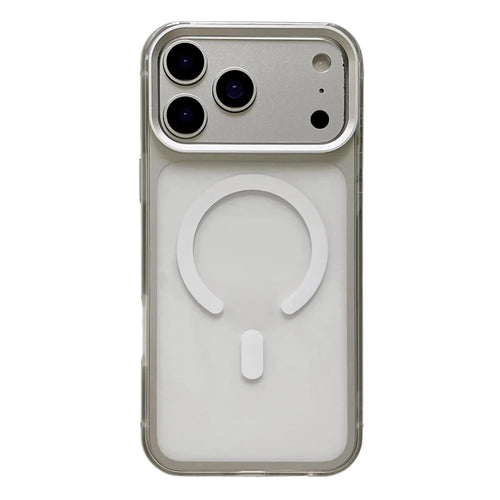 For iPhone 17 Pro Max Magnetic Case Aluminum Alloy TPU PC Translucent Skin-Touch IMD Phone Cover Compatible with MagSafe - White - 1
