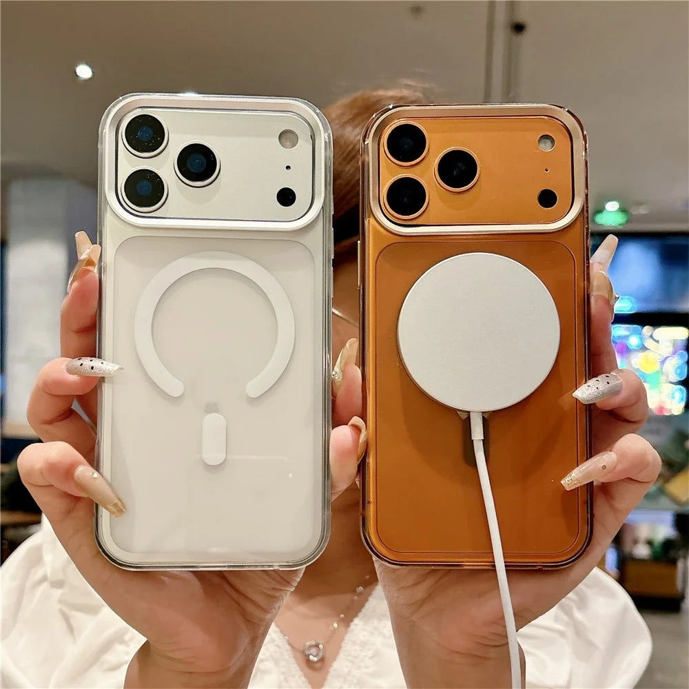 For iPhone 17 Pro Max Magnetic Case Aluminum Alloy TPU PC Translucent Skin-Touch IMD Phone Cover Compatible with MagSafe - White - 3