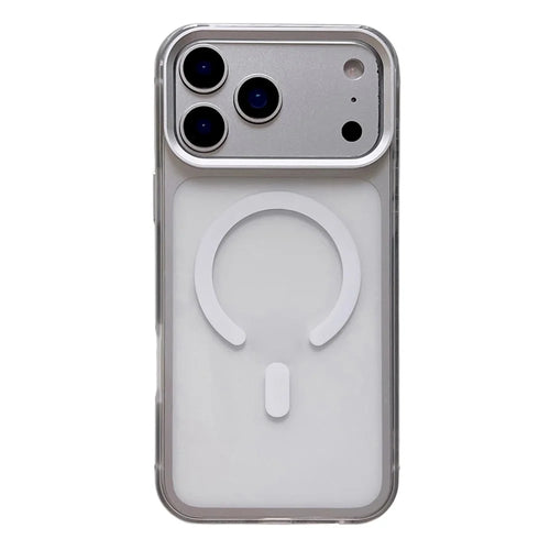 For iPhone 17 Pro Magnetic Case Aluminum Alloy TPU PC Translucent Skin-Touch IMD Phone Cover Compatible with MagSafe - White - 1