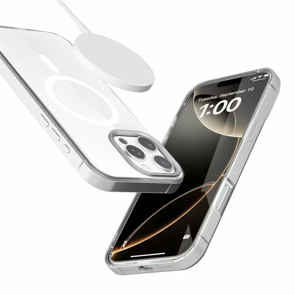 For iPhone 16 Pro Magnetic Case Aluminum Alloy TPU PC Translucent Skin-Touch IMD Phone Cover Compatible with MagSafe - Grey - 2