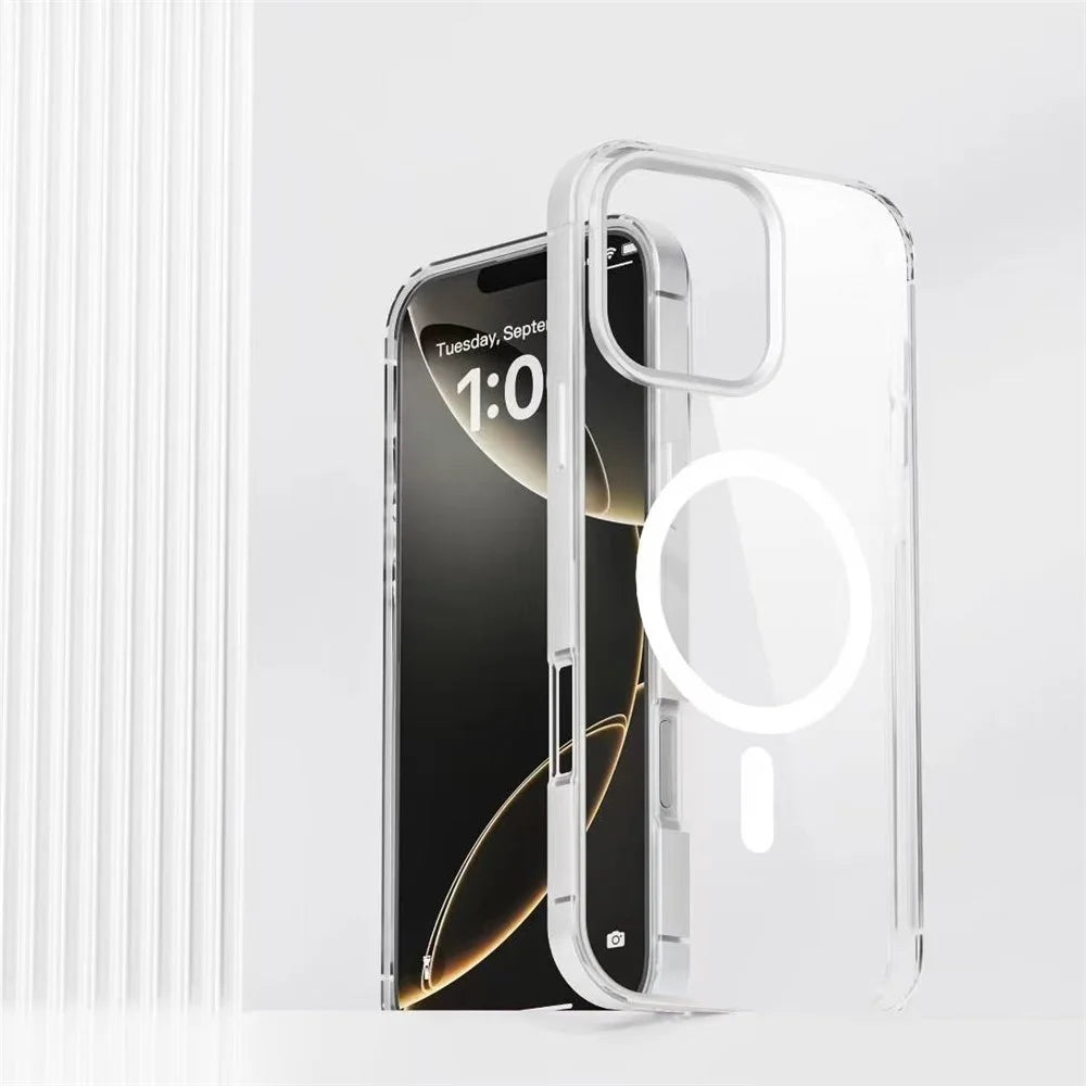 For iPhone 16 Pro Max Magnetic Case Aluminum Alloy TPU PC Translucent Skin-Touch IMD Phone Cover Compatible with MagSafe - Black - 3