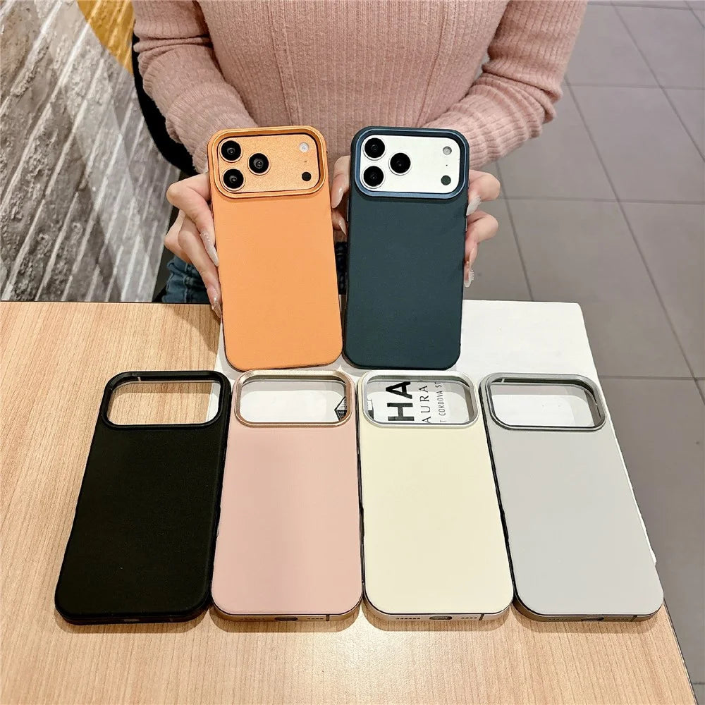 For iPhone 17 Pro Max Magnetic Case Aluminum Alloy PU Leather TPU Phone Cover Compatible with MagSafe - Grey - 7