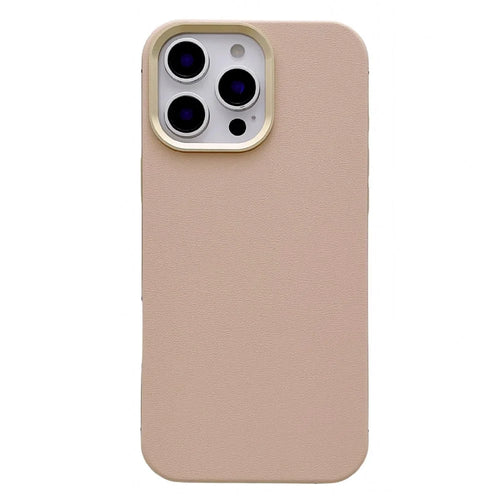 For iPhone 16 Pro Max Magnetic Case Aluminum Alloy PU Leather TPU Phone Cover Compatible with MagSafe - Gold - 1