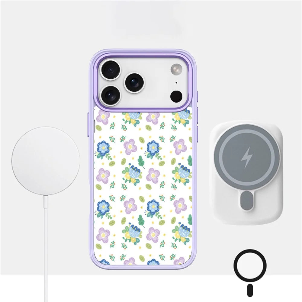 For iPhone 17 Pro Max Magnetic Case TPU PC Phone Cover with Detachable Blue Dream Pattern Backplate - Purple - 3