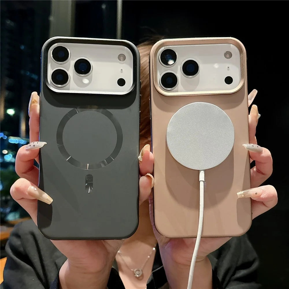 For iPhone 17 Pro Magnetic Case CD Veins Aluminum Alloy TPU PC Phone Cover Compatible with MagSafe - Desert Gold - 3
