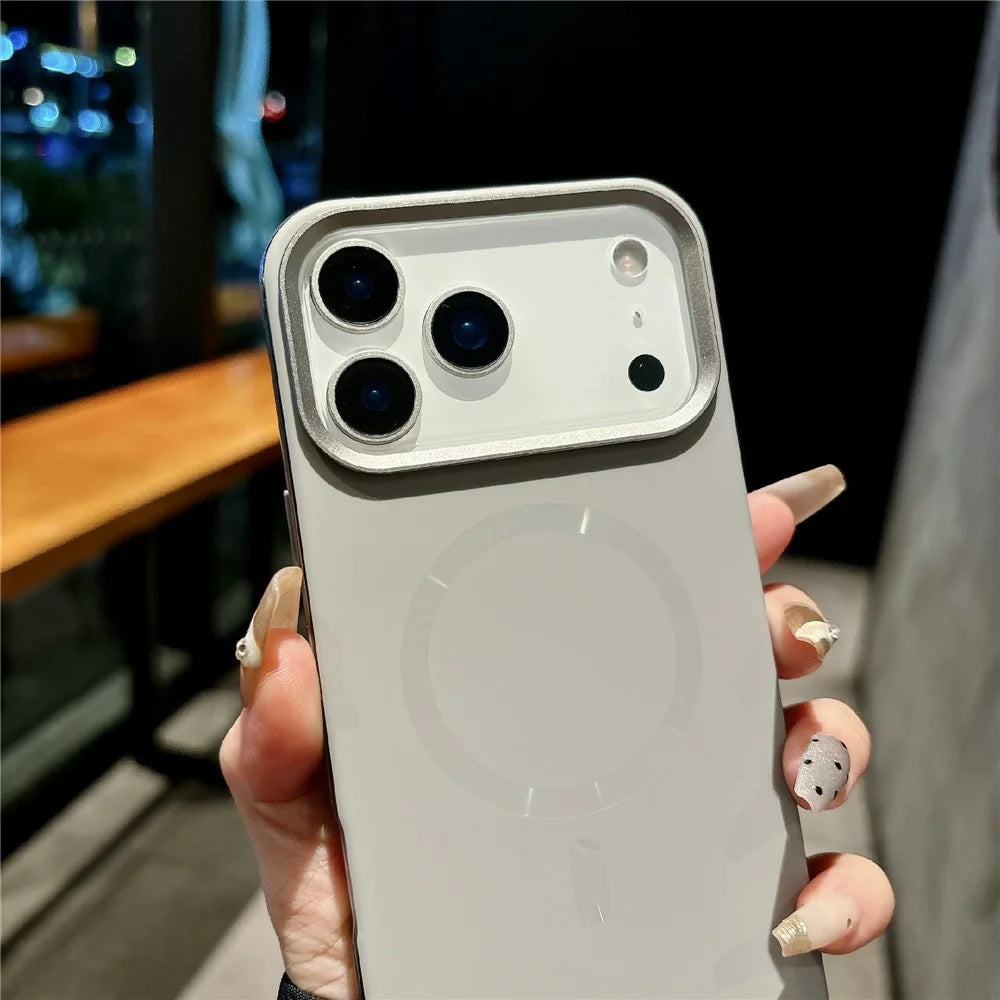 For iPhone 17 Pro Magnetic Case CD Veins Aluminum Alloy TPU PC Phone Cover Compatible with MagSafe - Desert Gold - 5