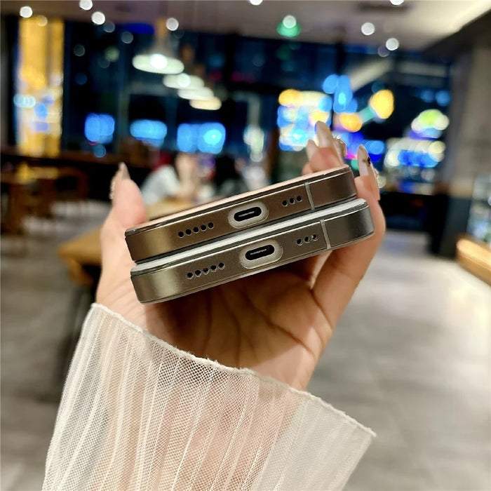 For iPhone 16 Pro Max Magnetic Case CD Veins Aluminum Alloy TPU PC Phone Cover Compatible with MagSafe - Desert Gold - 6