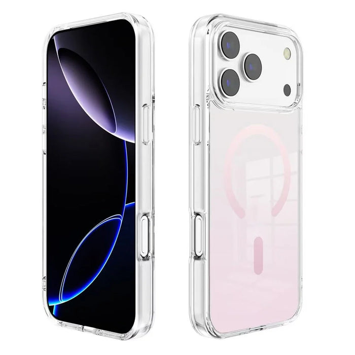 For iPhone 17 Pro Magnetic Case Gradient Color TPU PC Phone Cover Compatible with MagSafe - Pink - 1