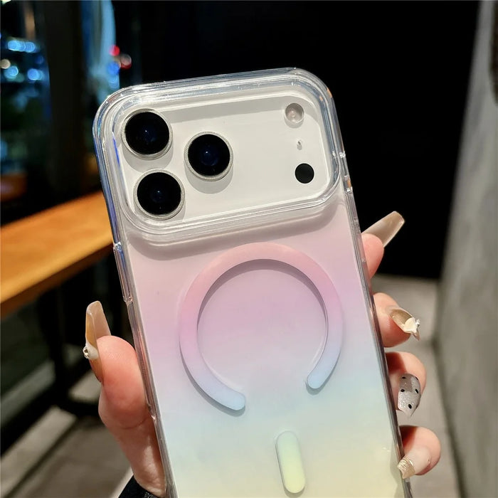 For iPhone 17 Pro Magnetic Case Gradient Color TPU PC Phone Cover Compatible with MagSafe - Pink - 5