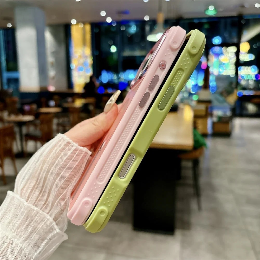 For iPhone 17 Pro Magnetic Phone Case Skin Feel PC TPU Protective Cover Compatible with MagSafe with Kickstand - Pink - 6