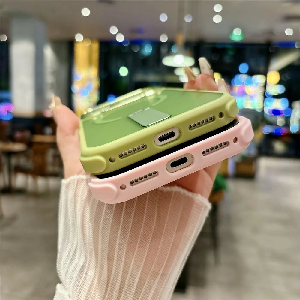 For iPhone 17 Pro Magnetic Phone Case Skin Feel PC TPU Protective Cover Compatible with MagSafe with Kickstand - Pink - 7