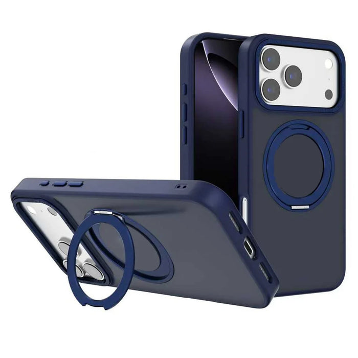 For iPhone 17 Pro Max Case Compatible with MagSafe 360 Degree Rotation Kickstand PC + TPU Skin Touch Phone Cover - Blue - 1