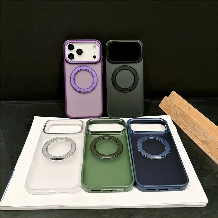 For iPhone 17 Pro Max Case Compatible with MagSafe 360 Degree Rotation Kickstand PC + TPU Skin Touch Phone Cover - Blue - 5