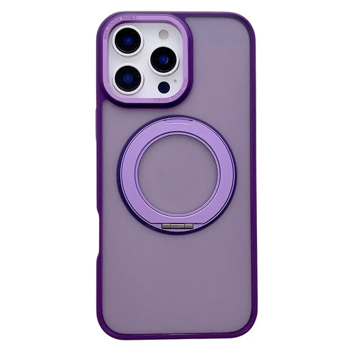 For iPhone 16 Pro Max Case Compatible with MagSafe 360 Degree Rotation Kickstand PC + TPU Skin Touch Phone Cover - Purple - 1