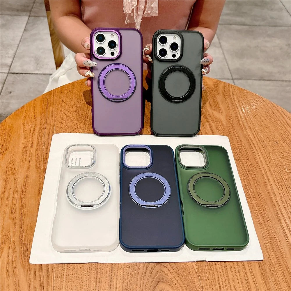 For iPhone 16 Pro Max Case Compatible with MagSafe 360 Degree Rotation Kickstand PC + TPU Skin Touch Phone Cover - Purple - 6