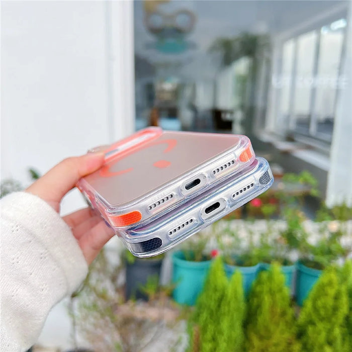 For iPhone 17 Pro Max Magnetic Case Laser Color Changing PC TPU Phone Protection Cover Compatible with MagSafe - Orange - 7