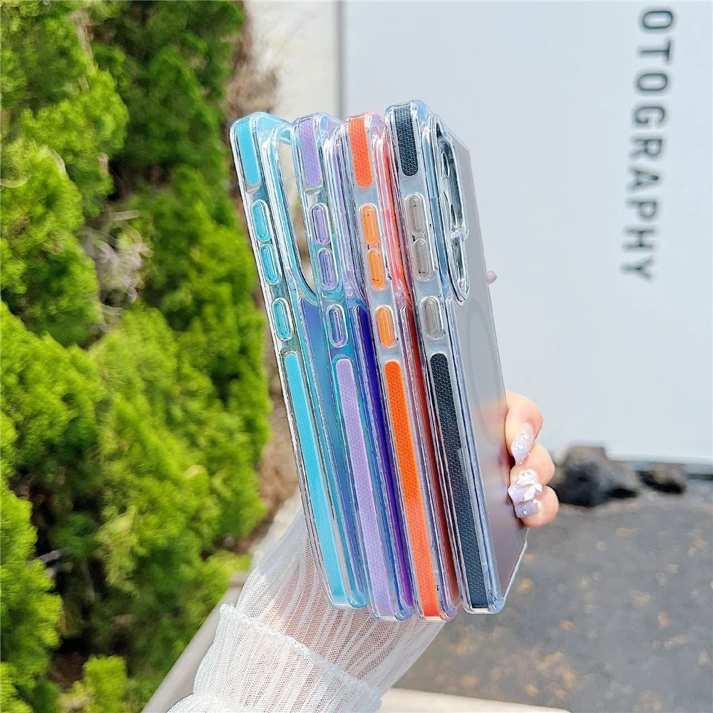 For Samsung Galaxy S25 Ultra Magnetic Case Laser Color Changing PC TPU Phone Protection Cover - Orange - 4
