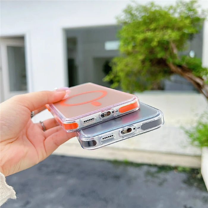 For Samsung Galaxy S26+ Magnetic Case Laser Color Changing PC TPU Phone Protection Cover - Orange - 6