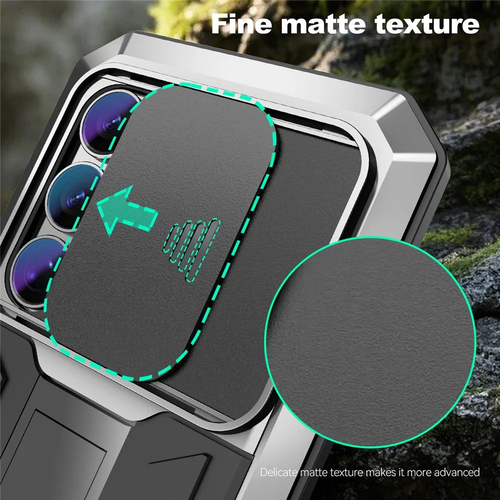 R-JUST For Samsung Galaxy S26 Ultra Case PC + Silicone + Metal Back Cover with Tempered Glass Film - Silver - 4