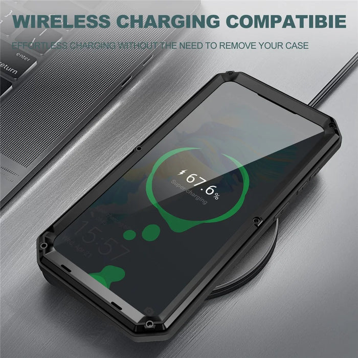 R-JUST For Samsung Galaxy S26+ Case PC + Silicone + Metal Back Cover with Tempered Glass Film - Black - 4