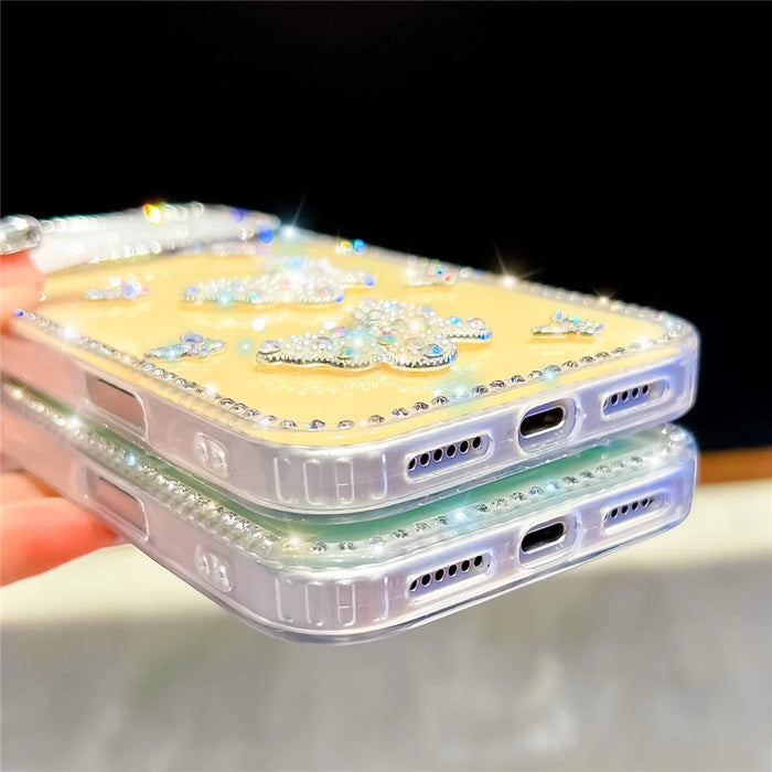 For iPhone 18 Pro / 17 Pro Case Shiny Butterfly Decor Rhinestone Glitter IMD PC + TPU Phone Cover - Glitter / Light Green - 3