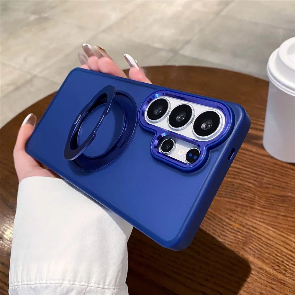 For Samsung Galaxy S26 Ultra Magnetic Case Rotating Kickstand PC + TPU Shockproof Phone Back Cover - Blue - 2