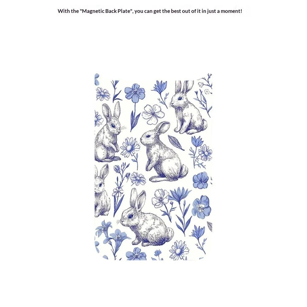 For iPhone 17 Pro Max Magnetic Case TPU PC Phone Cover with Detachable Sketch Rabbit Pattern Backplate - White - 3