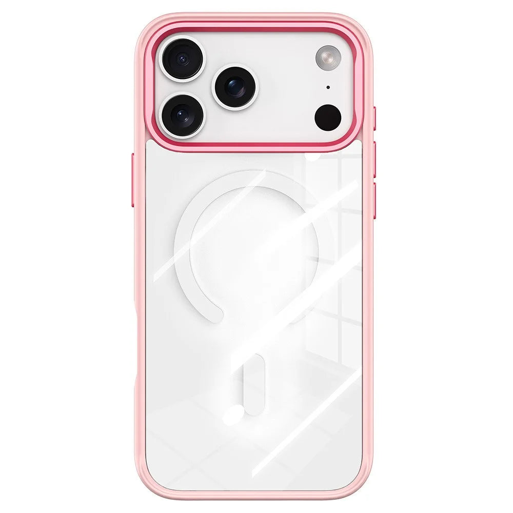 For iPhone 17 Pro Magnetic Case TPU PC Phone Cover with Detachable Floral Black Tone Pattern Backplate - Pink - 2