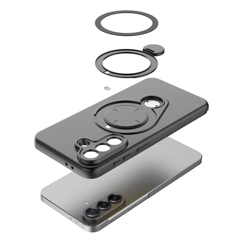 For Samsung Galaxy A37 5G Magnetic Case Rotating Kickstand TPU PC Phone Cover - Black - 3