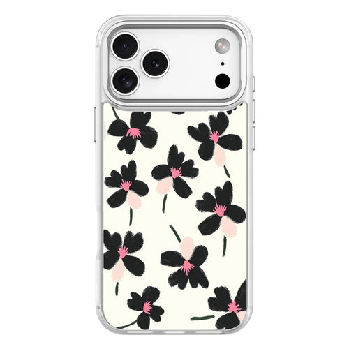 For iPhone 17 Pro Magnetic Case TPU PC Phone Cover with Detachable Oil Painting Flowers Pattern Backplate - White - 1