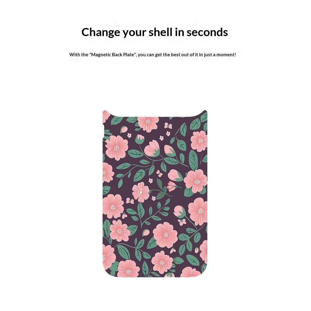 For iPhone 17 Pro Max Magnetic Case TPU PC Phone Cover with Detachable Green and Pink Flowers Pattern Backplate - Black - 4