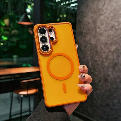 For Samsung Galaxy S26 Ultra Magnetic Case Skin Feel Hybrid Phone Back Cover - Orange - 1