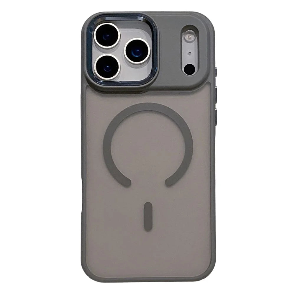 For iPhone 17 Pro Max Magnetic Case Skin Feel Hybrid Phone Back Cover Compatible with MagSafe - Grey - 1