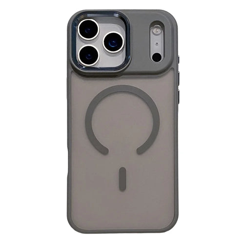 For iPhone 17 Pro Max Magnetic Case Skin Feel Hybrid Phone Back Cover Compatible with MagSafe - Grey - 1