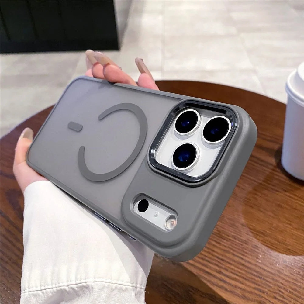 For iPhone 17 Pro Magnetic Case Skin Feel Hybrid Phone Back Cover Compatible with MagSafe - Grey - 2