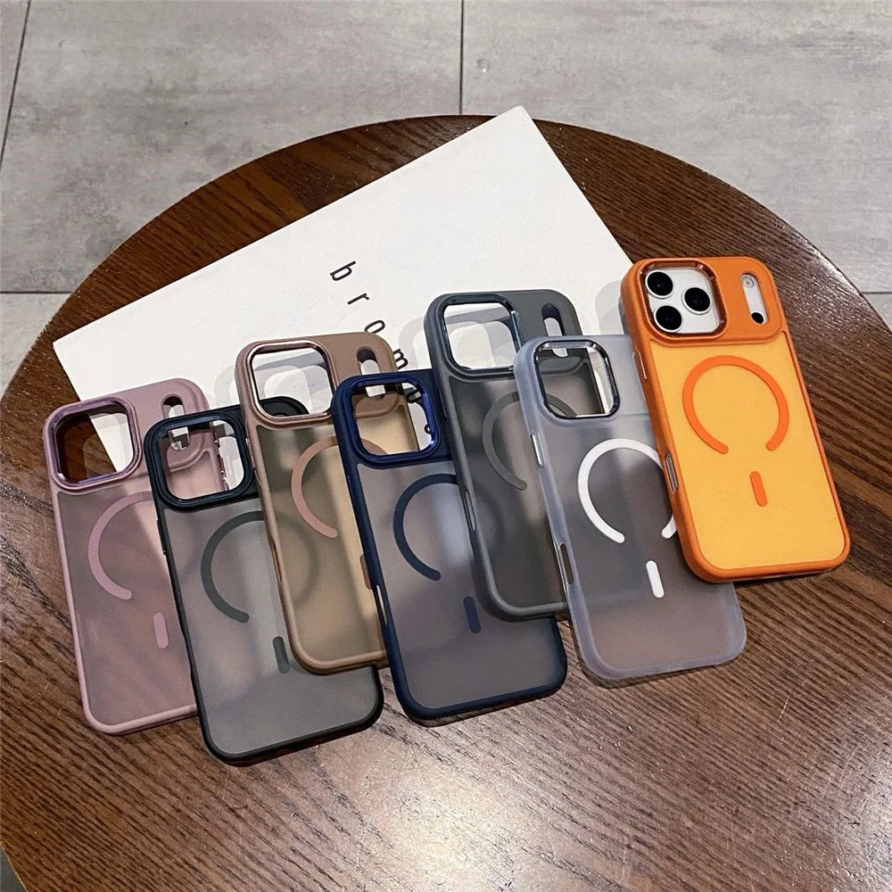 For iPhone 17 Pro Magnetic Case Skin Feel Hybrid Phone Back Cover Compatible with MagSafe - Grey - 6