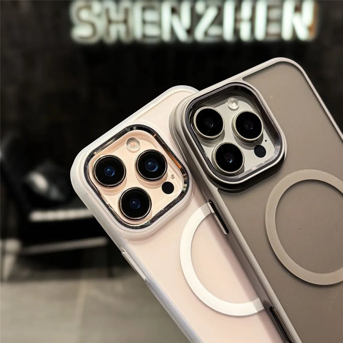 For iPhone 16 Pro Max Magnetic Case Skin Feel Hybrid Phone Back Cover Compatible with MagSafe - Grey - 4