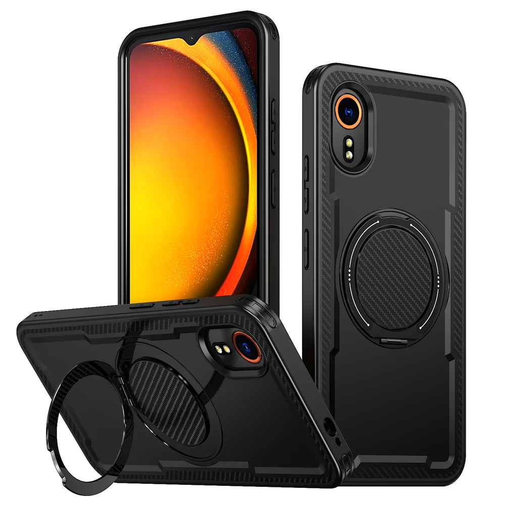 For Samsung Galaxy Xcover7 Magnetic Case TPU + PC Kickstand Phone Cover - Black - 1