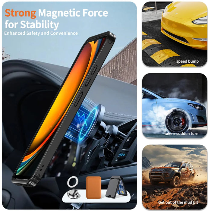 For Samsung Galaxy Xcover7 Magnetic Case TPU + PC Kickstand Phone Cover - Black - 2