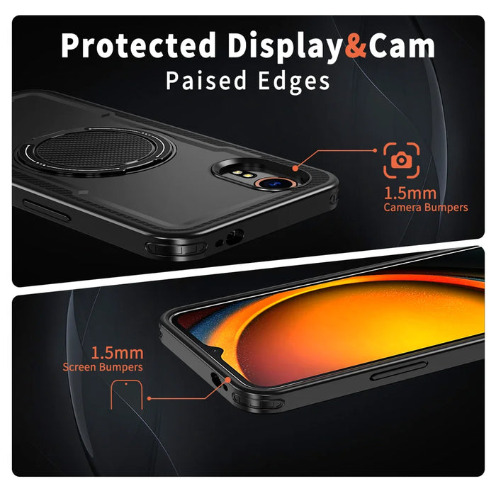 For Samsung Galaxy Xcover7 Magnetic Case TPU + PC Kickstand Phone Cover - Black - 4