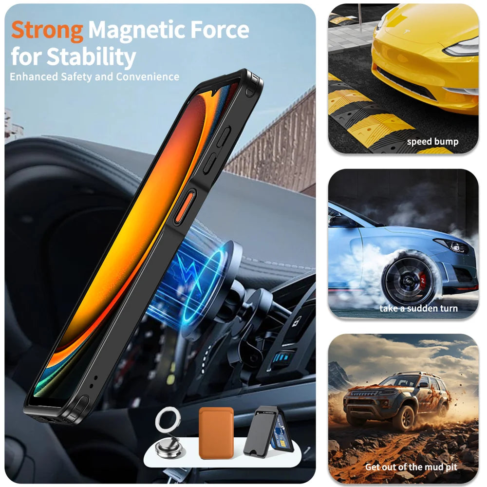 For Samsung Galaxy XCover7 Pro Magnetic Case TPU + PC Kickstand Phone Cover - Black - 2