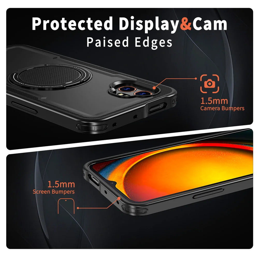 For Samsung Galaxy XCover7 Pro Magnetic Case TPU + PC Kickstand Phone Cover - Black - 4