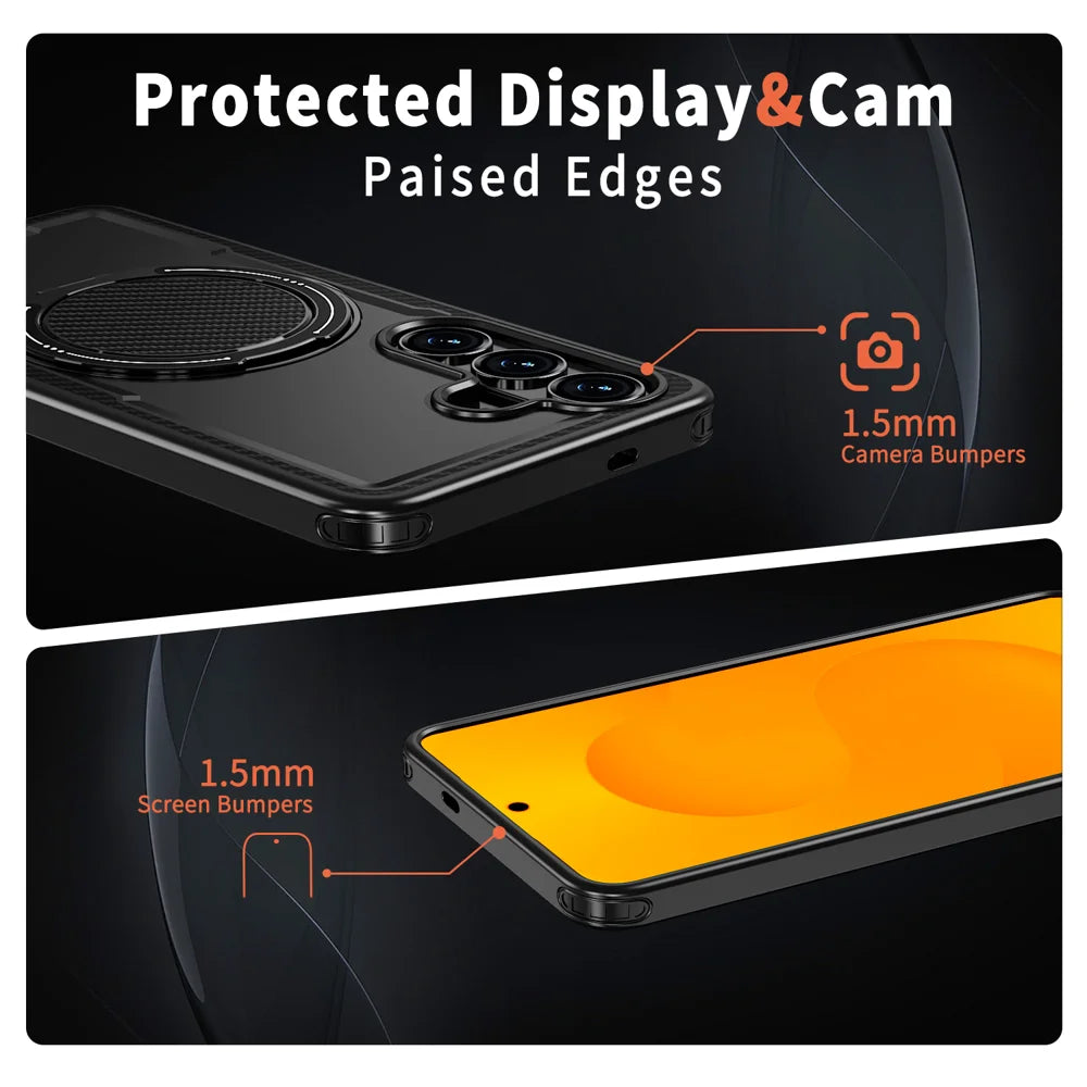 For Samsung Galaxy S26+ Magnetic Case TPU + PC Kickstand Phone Cover - Black - 4
