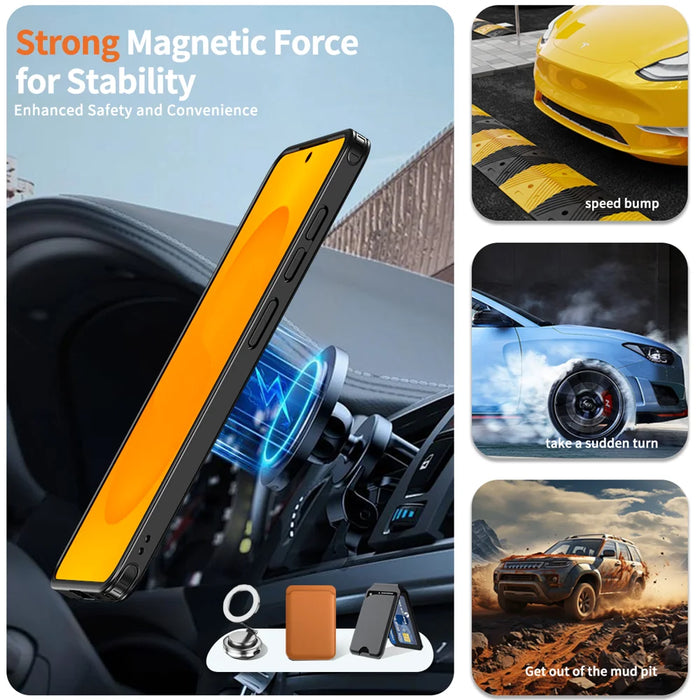 For Samsung Galaxy S26 Magnetic Case TPU + PC Kickstand Phone Cover - Black - 2