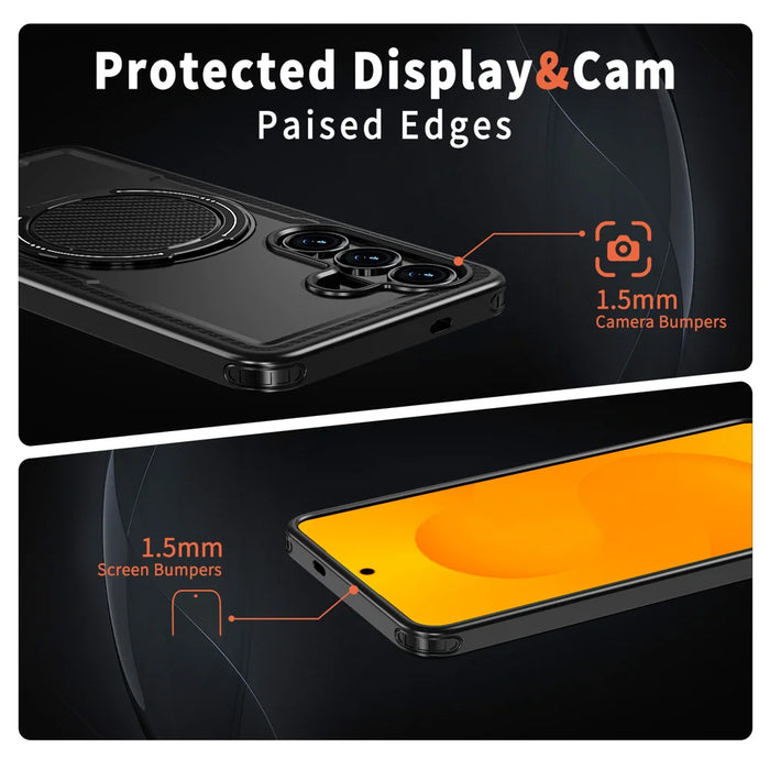 For Samsung Galaxy S26 Magnetic Case TPU + PC Kickstand Phone Cover - Black - 4