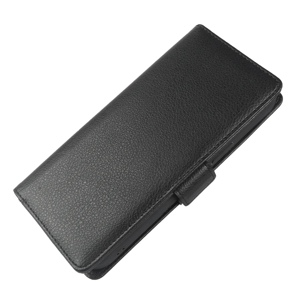 For Samsung Galaxy A36 5G Wallet Case with Dual Magnetic Clasp Litchi Textured Leather Flip Stand Phone Cover - Black - 4