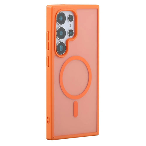 For Samsung Galaxy S26 Ultra Magnetic Case 2.0mm Skin-Touch TPU PC Shockproof Phone Cover - Orange - 1
